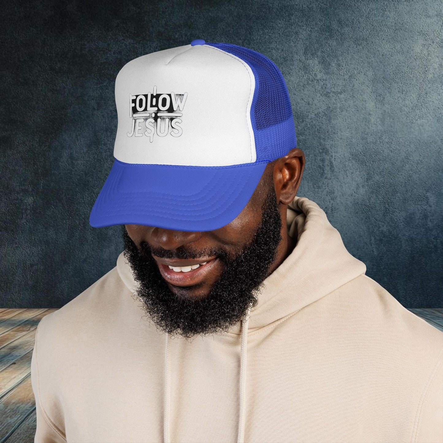 Christian Trucker Cap - Follow Jesus Cross Tried and True