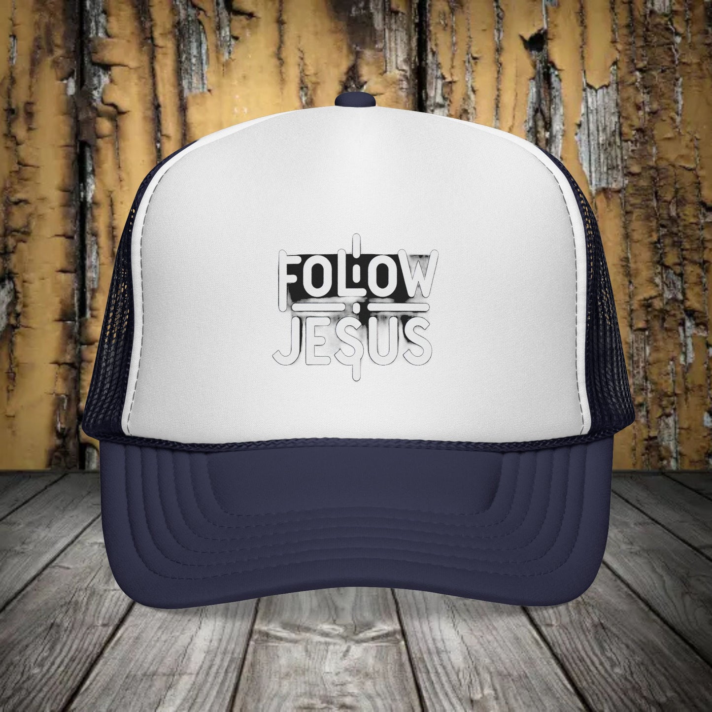 Christian Trucker Cap - Follow Jesus Cross Tried and True
