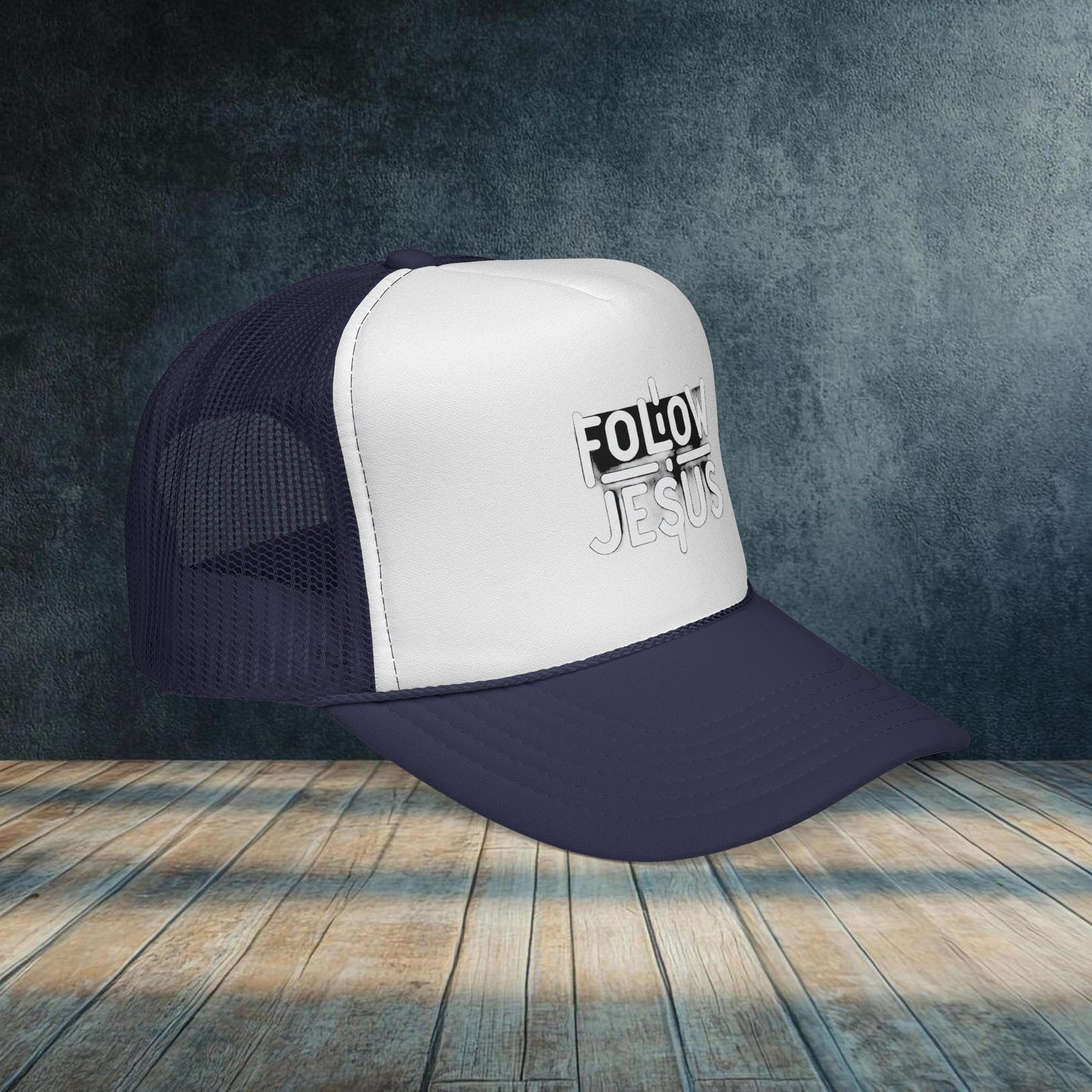 Christian Trucker Cap - Follow Jesus Cross Tried and True