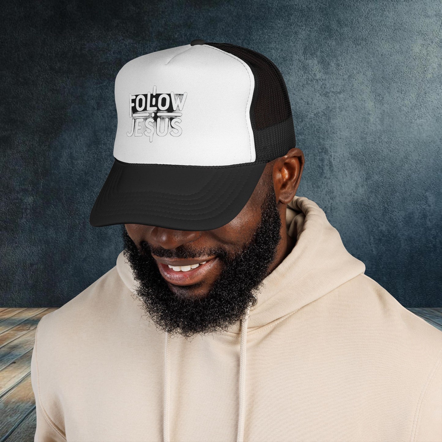 Christian Trucker Cap - Follow Jesus Cross Tried and True
