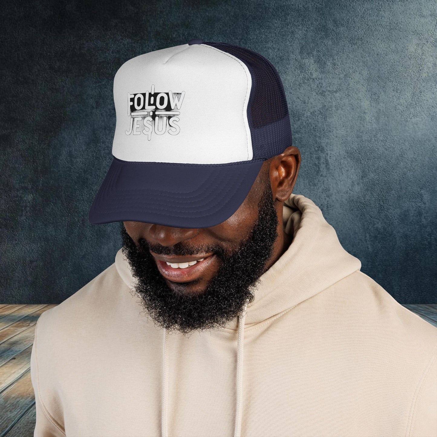 Christian Trucker Cap - Follow Jesus Cross Tried and True