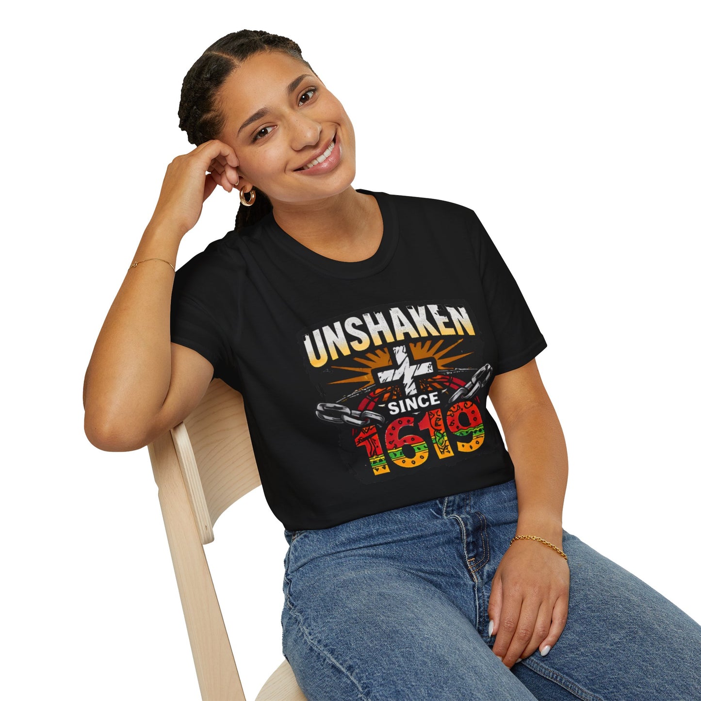 Unshaken Since 1619 T-Shirt — Heritage Faith & Resilience Tee